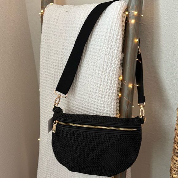Pretty Simple Rachel Rafia Bum Bag/Black - Picture 5 of 8